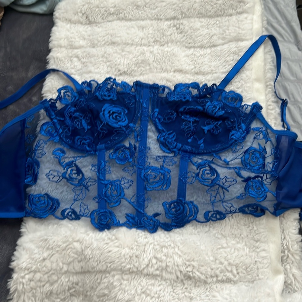 blue rose corset top